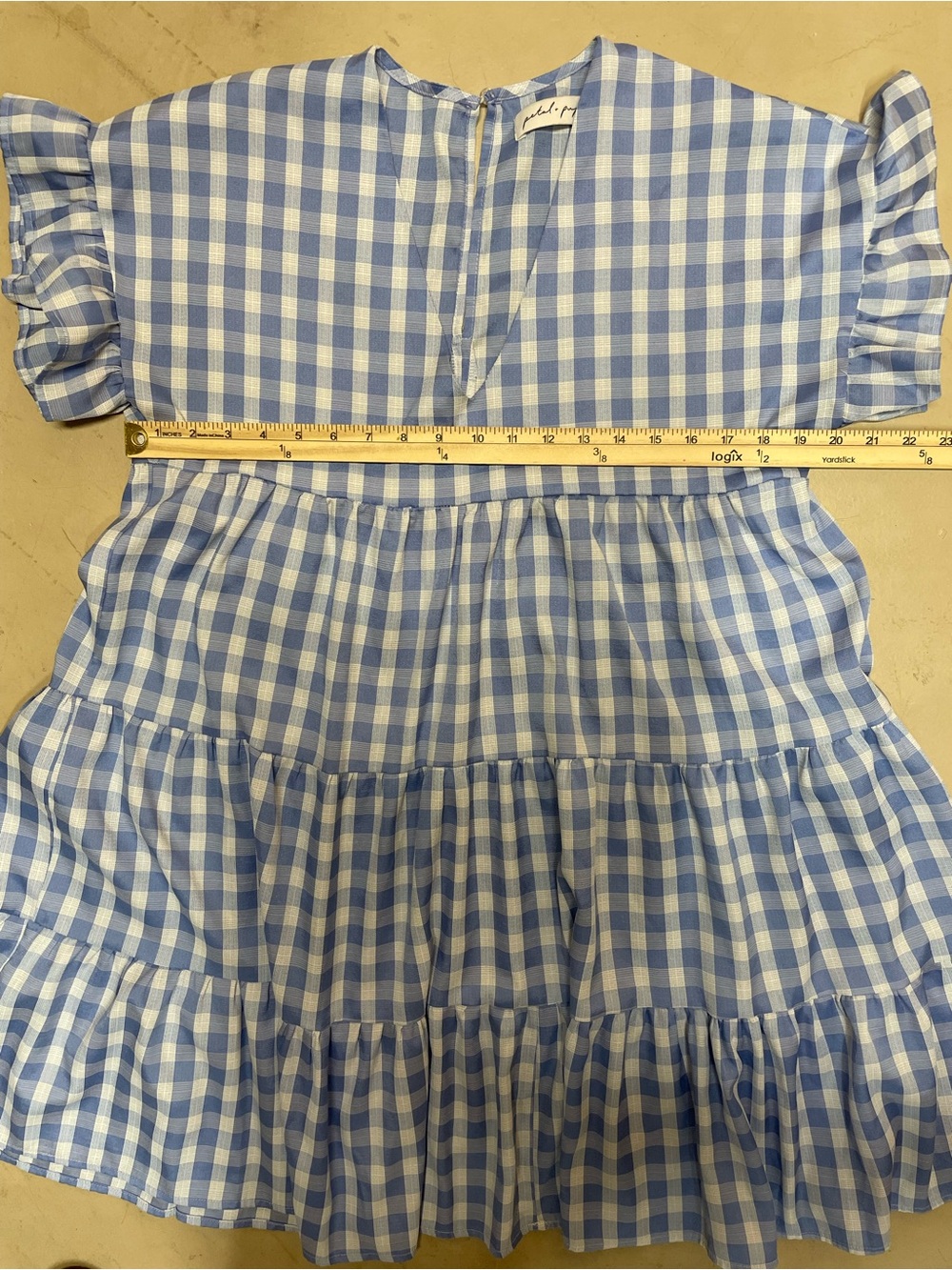 Petal & Pup Nobel Dress in Blue and White Gingham, Tiered Mini, SIZE 8 - Picture 9 of 11